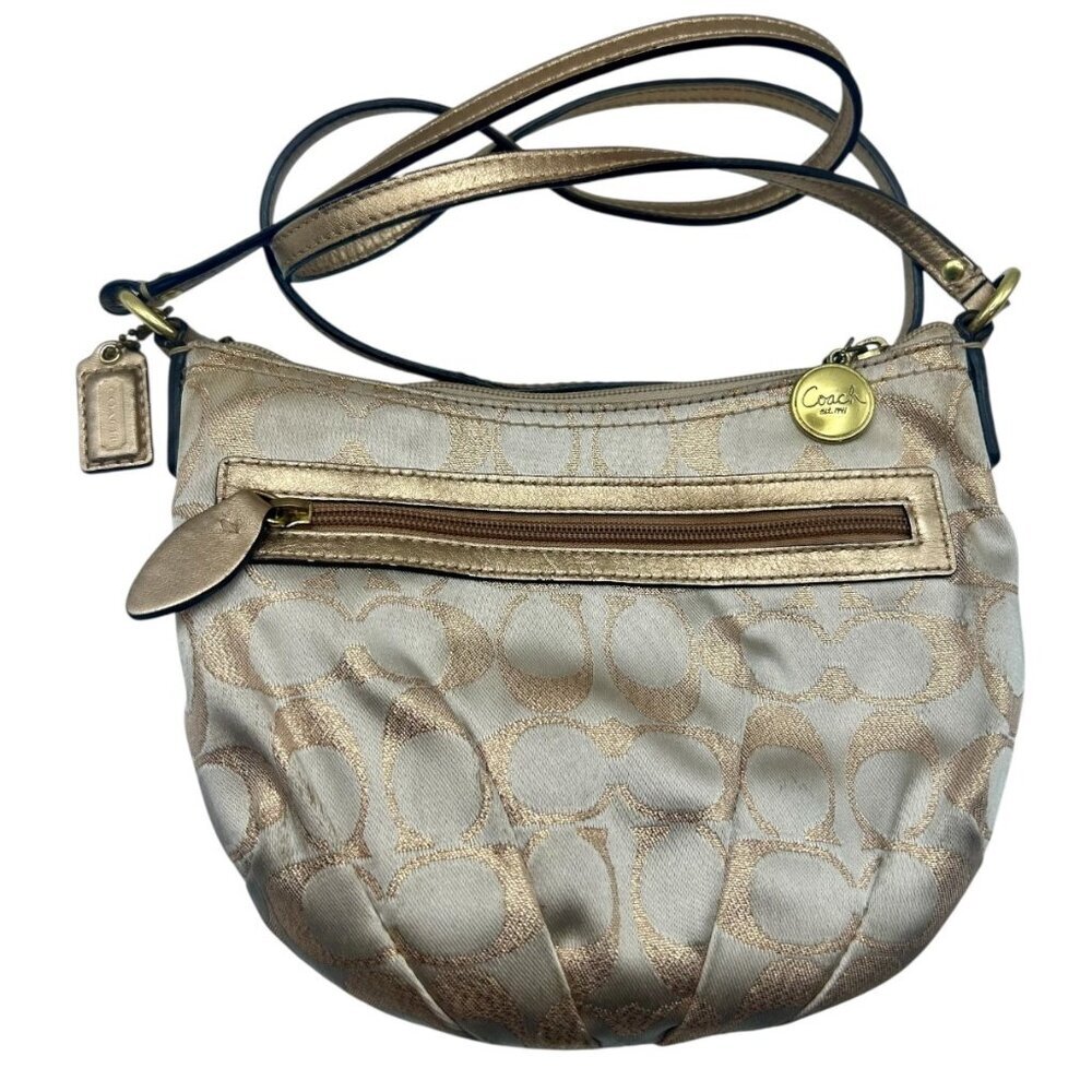 Coach Gold Metallic Signature “C” Mini Crossbody — Y2K Night-Out Essential